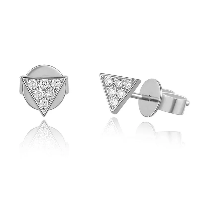 Joelle Tiny Pave Diamond 1/50 ct. Triangle Studs Earrings 14K Gold