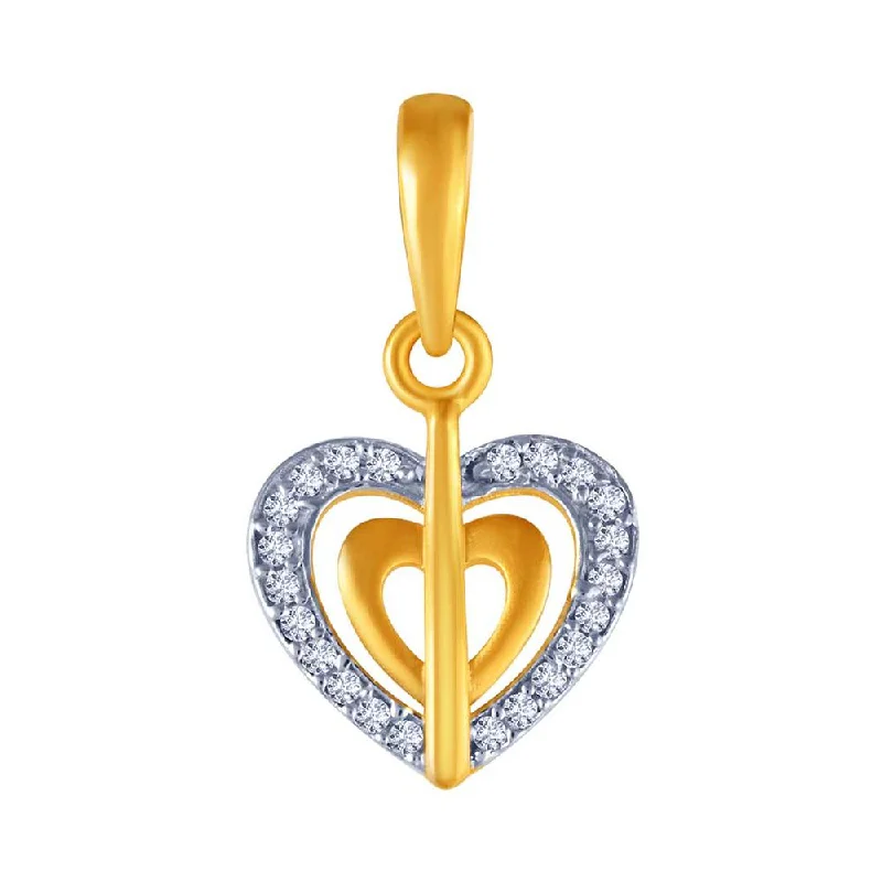 14k Dual Layered  Studded Heart Pendant