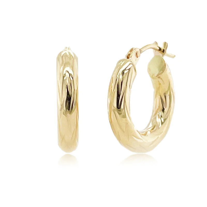 Joelle 14K Yellow Gold Chubby Hoop Earrings 3x8mm -