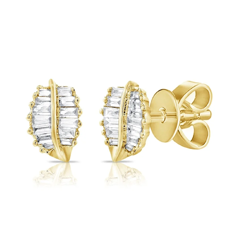 Joelle Baguette Diamond Leaf 1/3 ct. t.w. Stud Earrings 14K Gold