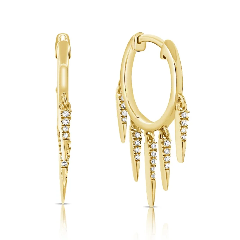 Joelle Diamond Dangle Huggie Earrings 1/4 CTW 14K Yellow Gold