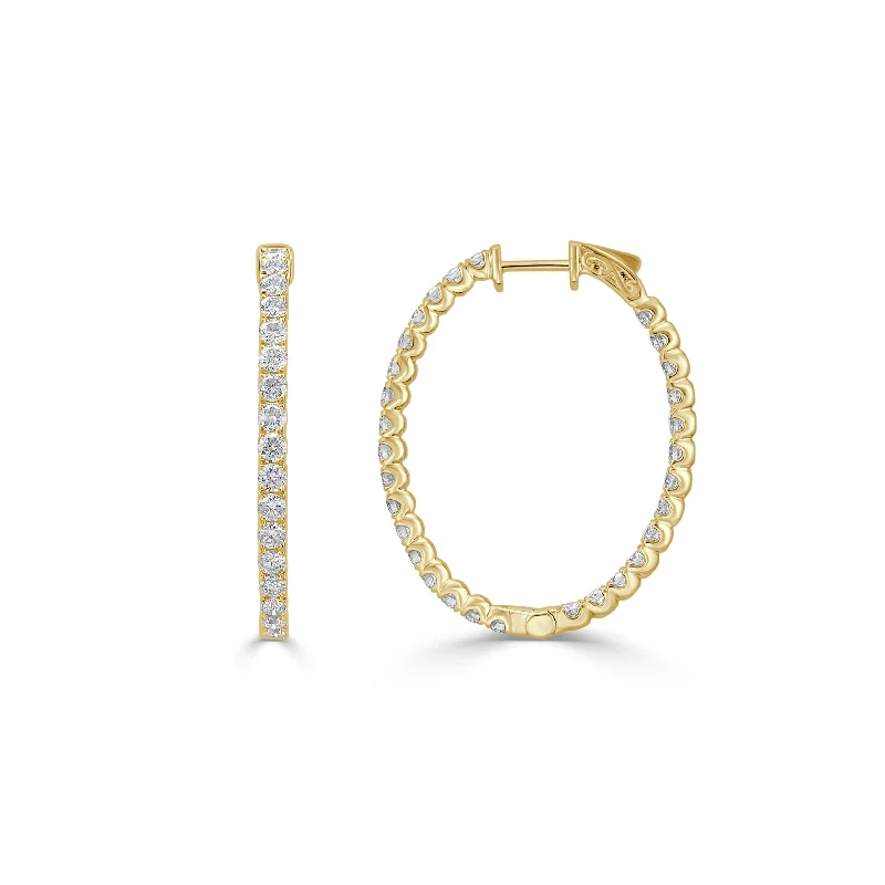 Joelle Diamond Oval Hoop Earrings 18K Gold 3.64 CT TDW 1.25"