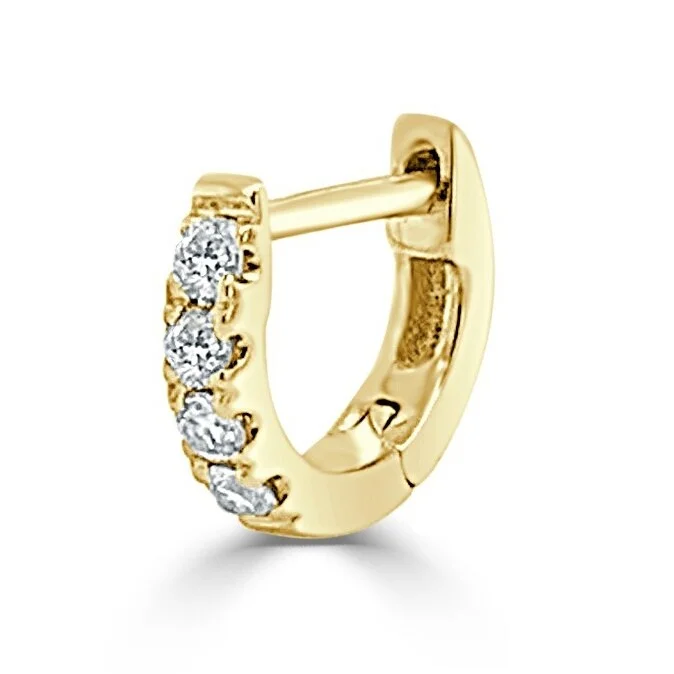 Joelle Half-a-Pair Tiny Huggie Small Hoop Earring 0.06 cttw. 14K Gold - Perfect for Second Hole - 8mm