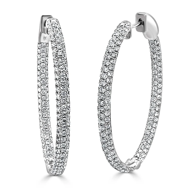 Joelle Inside-Out Pave Diamond Hoops 2.5 ct.TDW Hoop Earrings 14K Gold Diamond Earrings