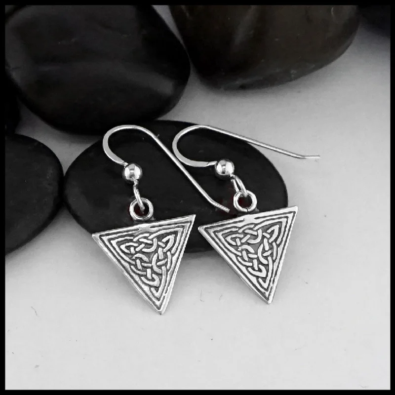 Ornate Triangle Celtic Knot Earrings