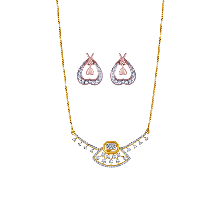 18k Exquisite Diamond Necklace Earrings Set