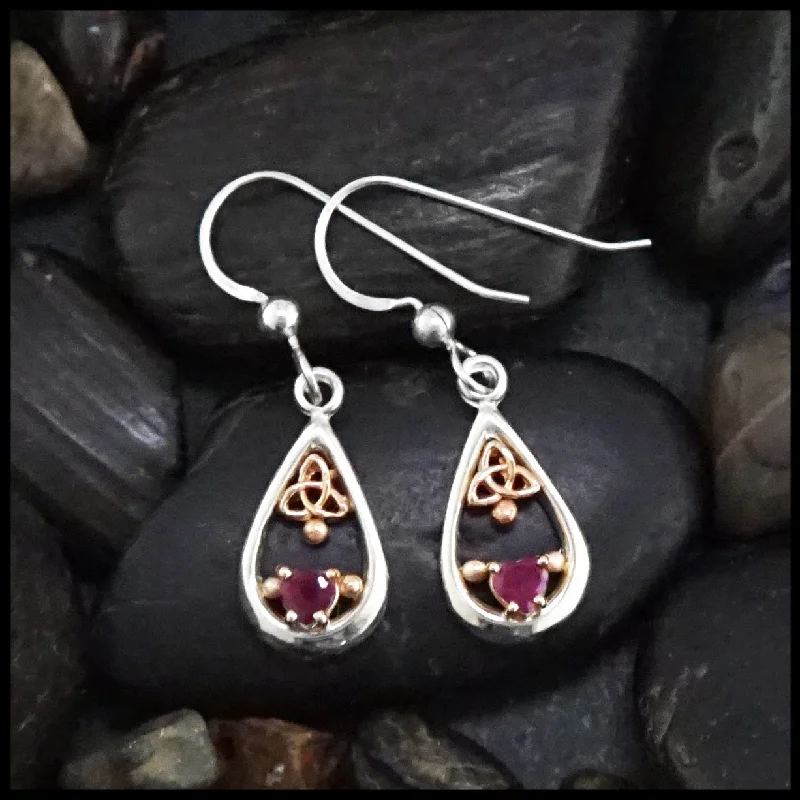 Celtic Knot Ruby Earrings