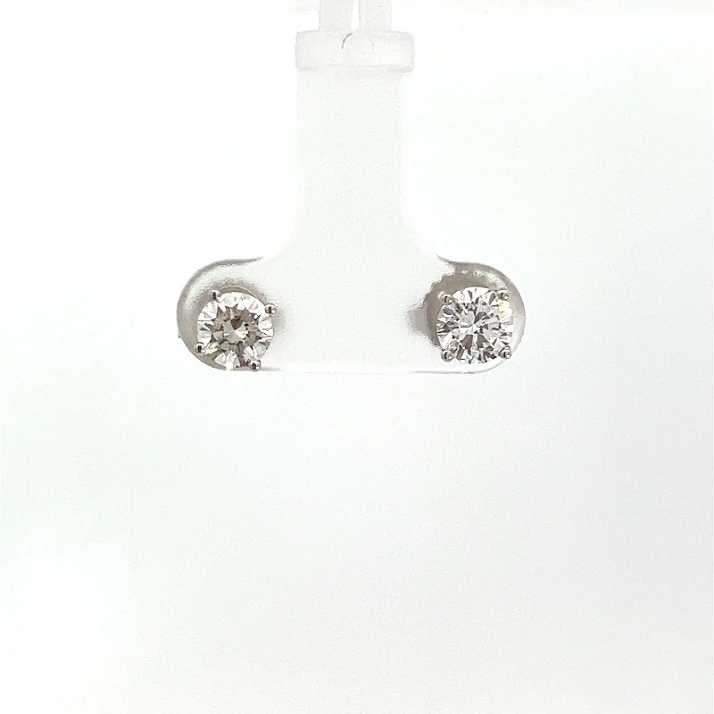 Modern 14kt White Gold 1.14ct Round Brilliant Cut Diamond Studs