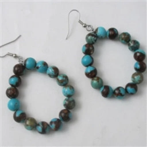 Big Turquoise Beaded Hoop Earrings