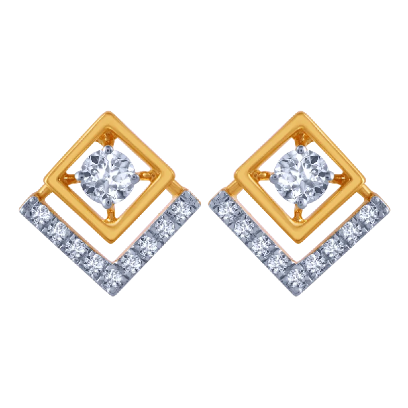 18k Square Shape Diamond Earring