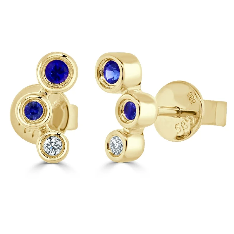 Joelle Sapphire & Diamond Stud Earrings 14K Gold