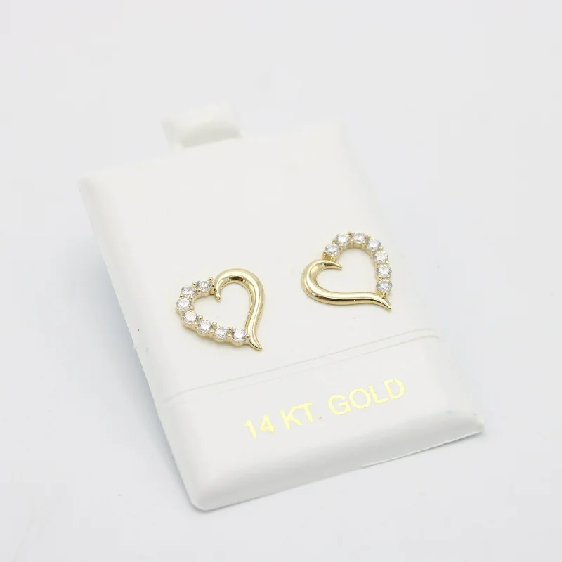 Offer $179.99 Heart Earrings Cz Stones Yellow Gold