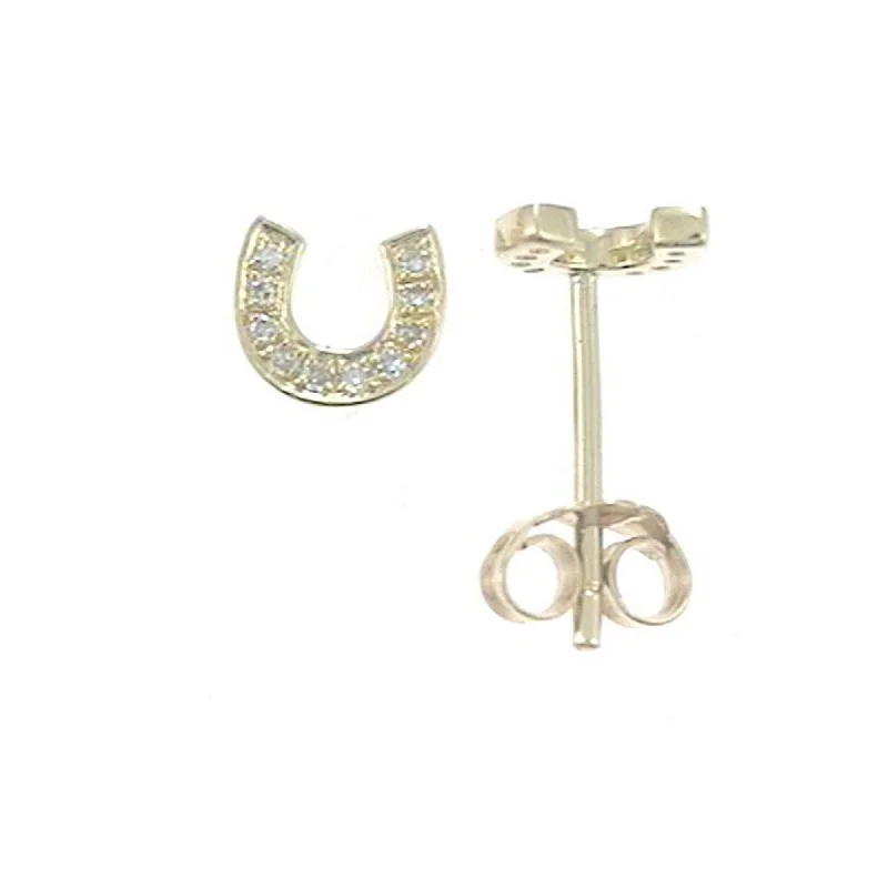 Joelle Diamond Horse-Shoe Stud Earrings 14K Yellow Gold