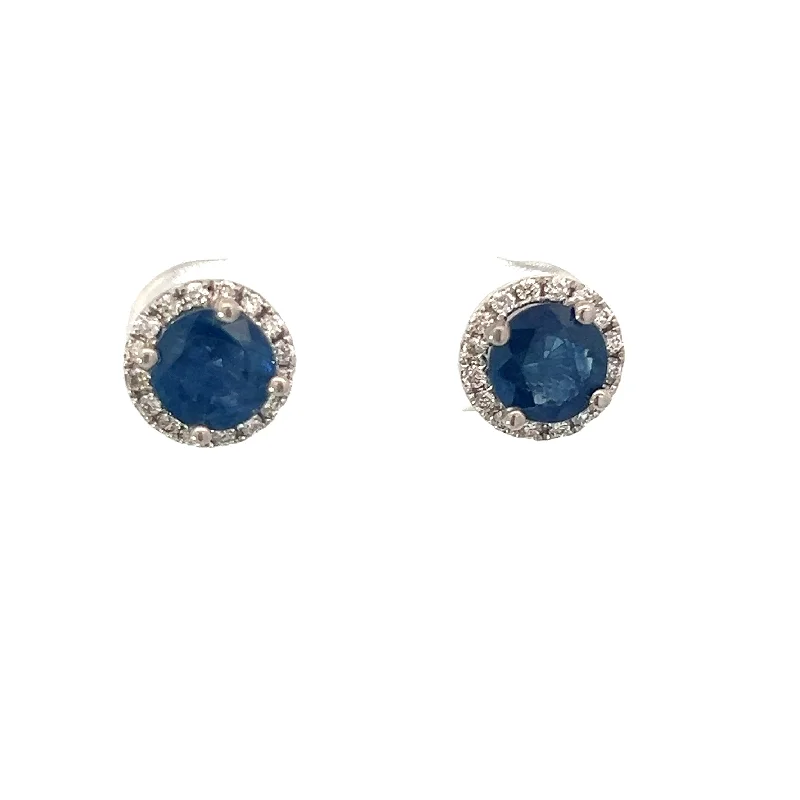 Modern 14kt White Gold 2cttw Sapphire + .23cttw Diamond Earrings