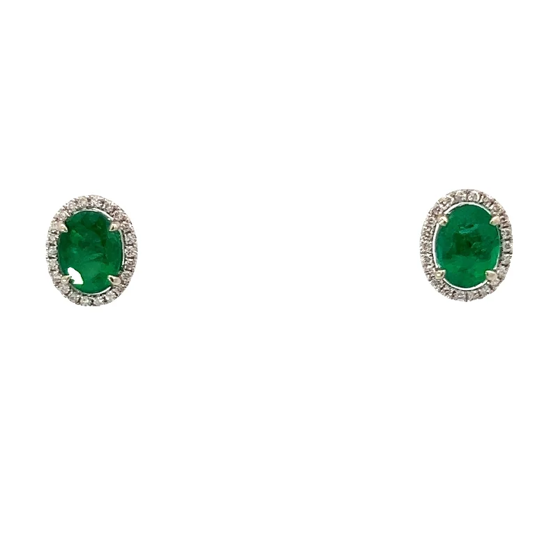 Modern 14kt White Gold 4.72cttw Emerald + .44cttw Diamond Studs