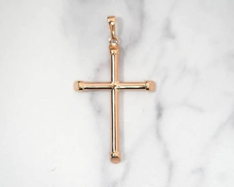 Cross Slopped 2in 14k Rose Gold