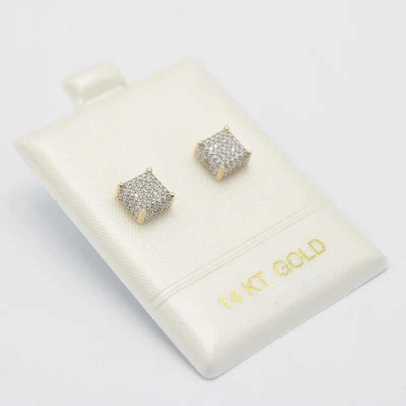 Offer  $224.99 Squeare Earrings Cz Stones Yellow Gold