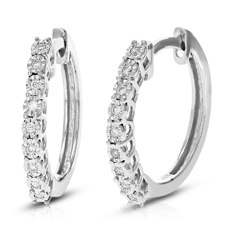 1/12 cttw Round Lab Grown Diamond hoop earrings .925 Sterling Silver Prong Set