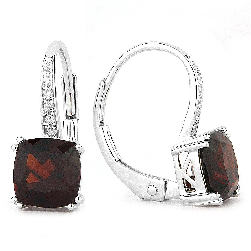 6Mm 2.82Ct Garnet Drop/dangle Earrings In 14K White Gold