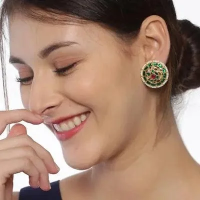 92.5 Silver Round Peacock Studs