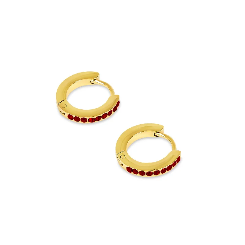 Birthstone Huggie Hoop Earrings - Gold (Select Your Birthstone!)