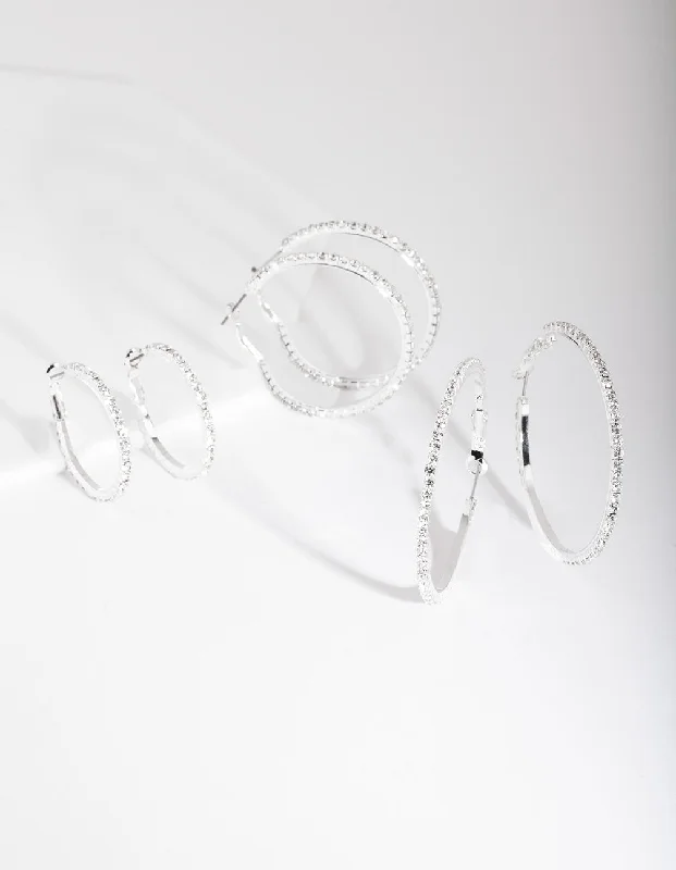 Silver Diamante Multi Hoop Earring Pack