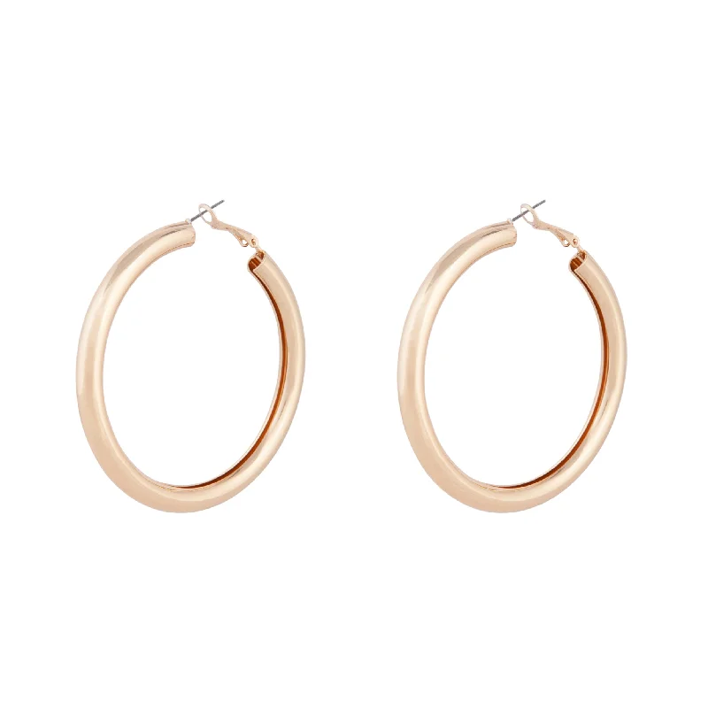 Polished Gold Tube Hoop Earrings