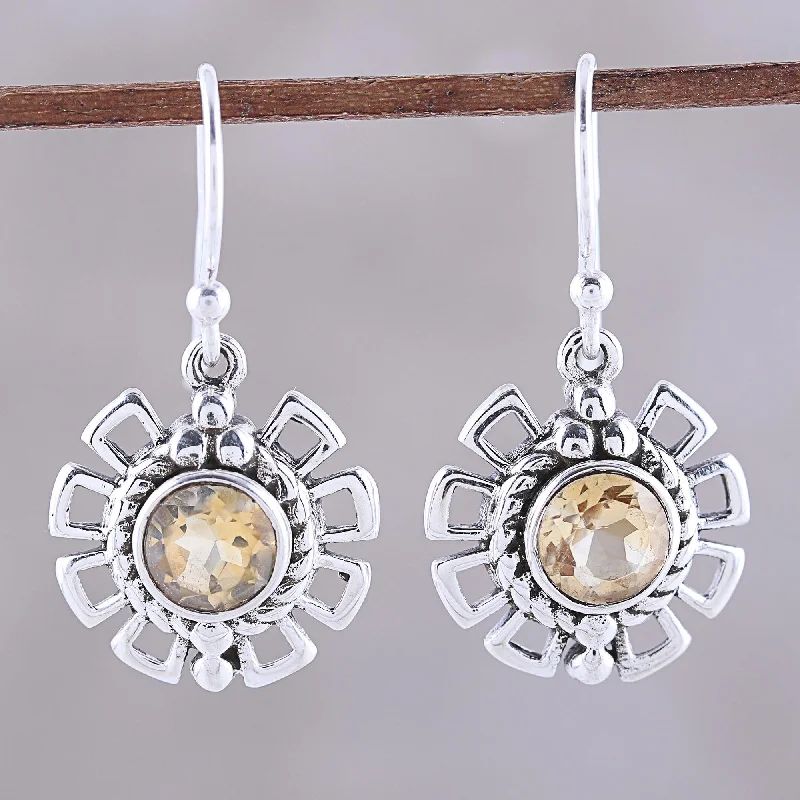 Gleaming Bloom Gleaming Citrine Dangle Earrings Crafted in India