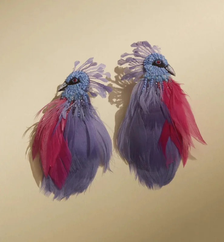 Harlow Bird Earrings In Pink/purple