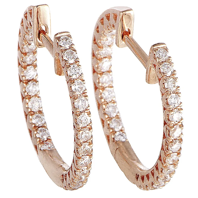 LB Exclusive 14K Rose Gold 0.66 ct Diamond Inside Out Hoop Earrings