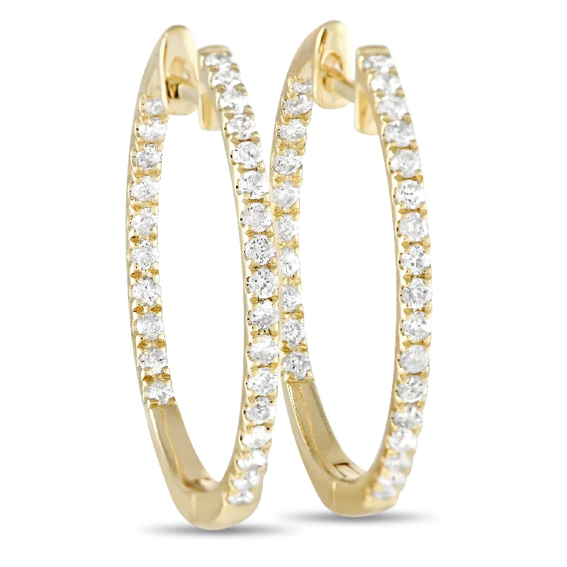 LB Exclusive 14K Yellow Gold 0.50ct Diamond Inside-Out Hoop Earrings