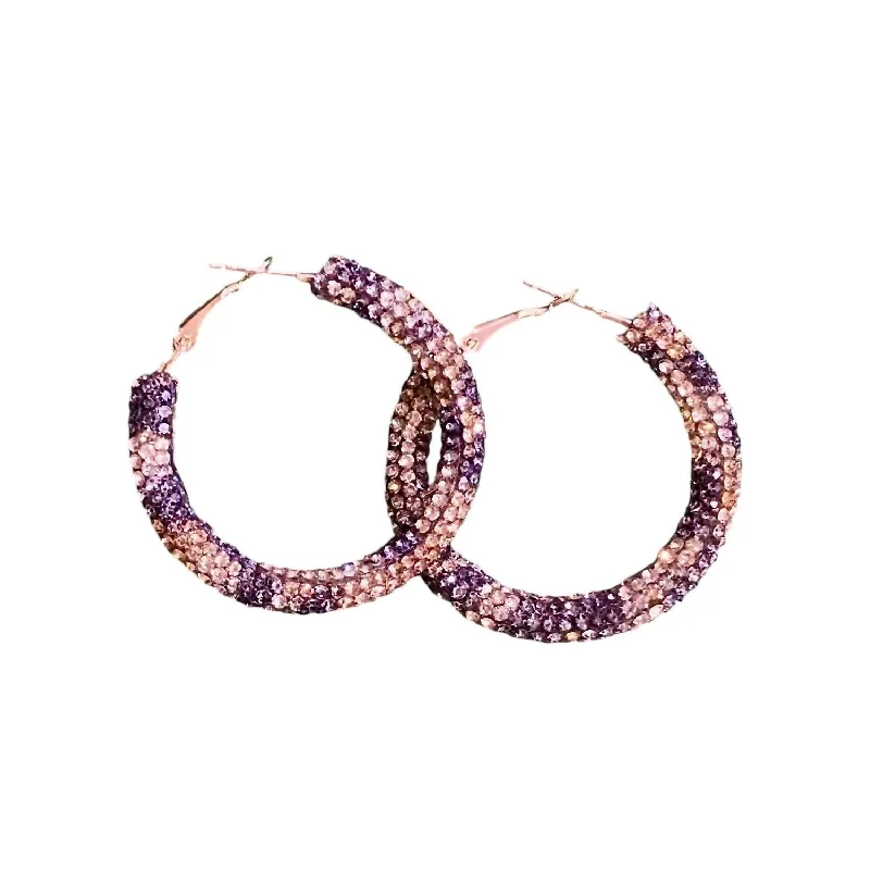 Leopard Crystal Hoop Earrings In Brown Multi