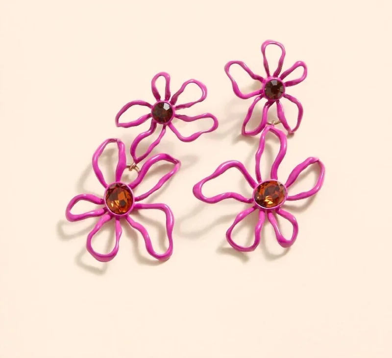 Lux Floral Earrings In Pink