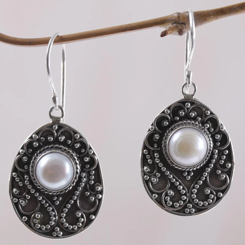 Moon Curves Cultured Mabe Pearl and Sterling Silver Dangle Earrings