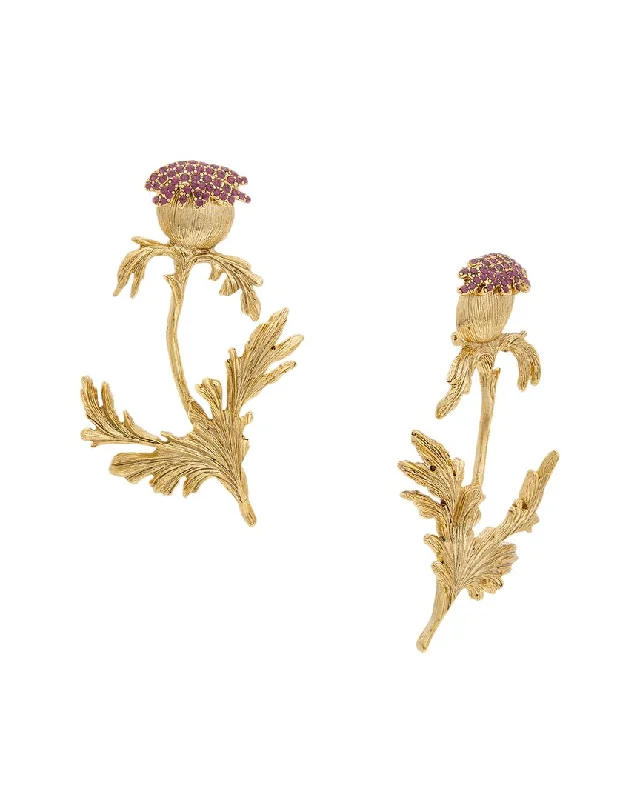 Oscar de la Renta 14K Golden Thistle Earrings