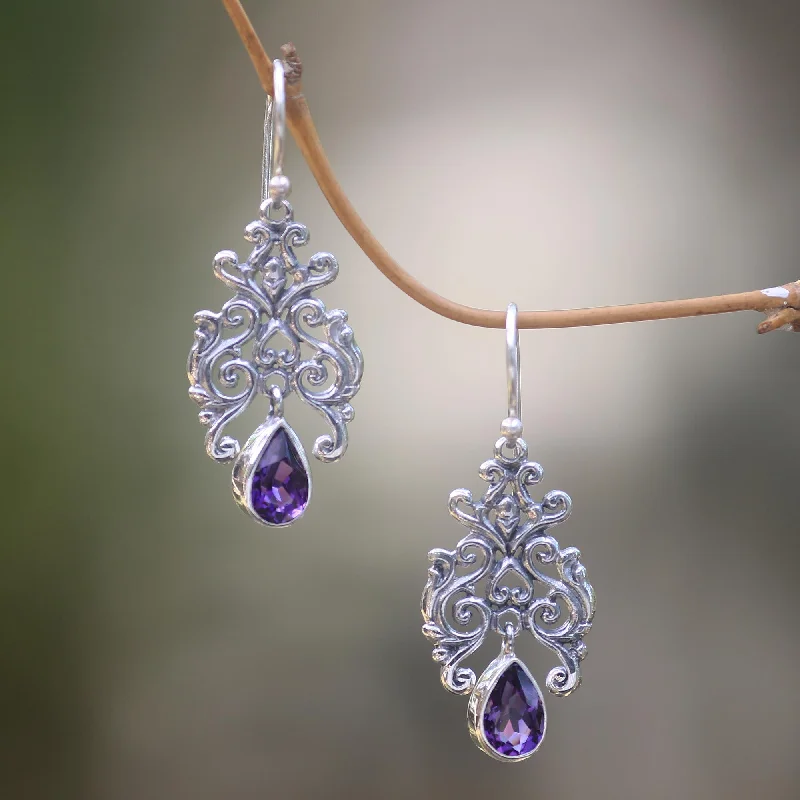 Purple Forest Artisan Crafted Amethyst and Sterling Silver Dangle Earrings