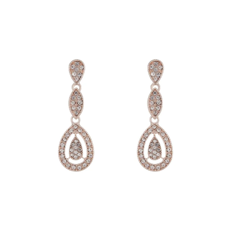 Rose Gold Stone Set Cut Out Earrings