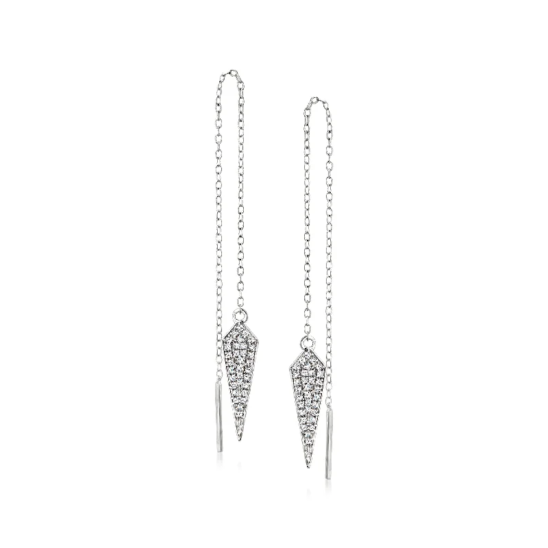 Ross-Simons Diamond Kite-Shaped Threader Earrings in Sterling Silver