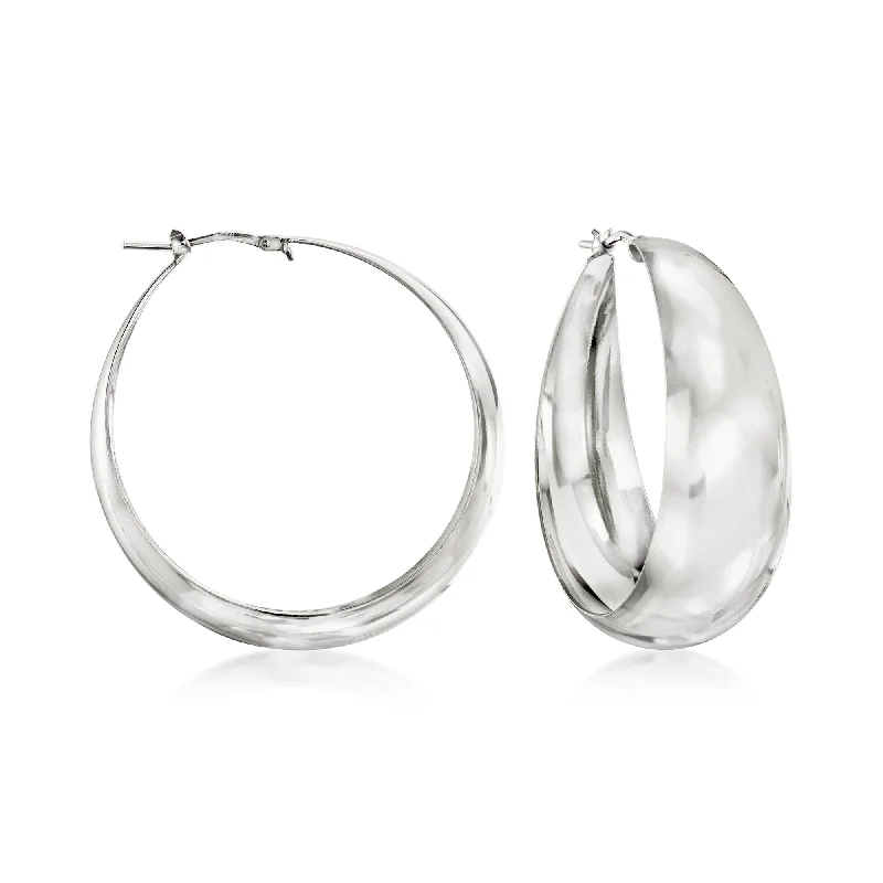 Ross-Simons Italian Sterling Silver Flat-Edge Hoop Earrings