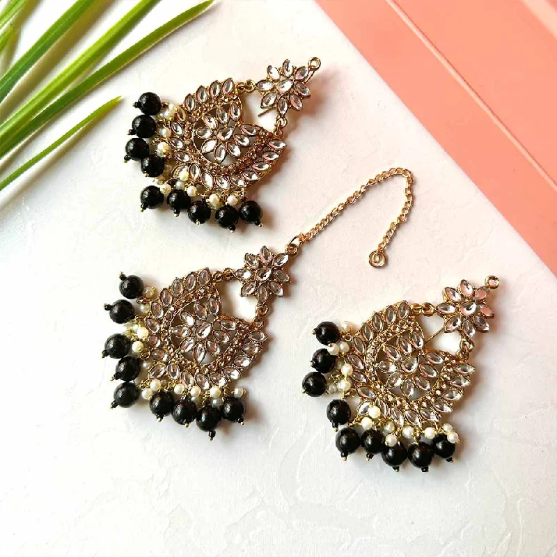 Sameera Earrings/Teeka Set (Black)