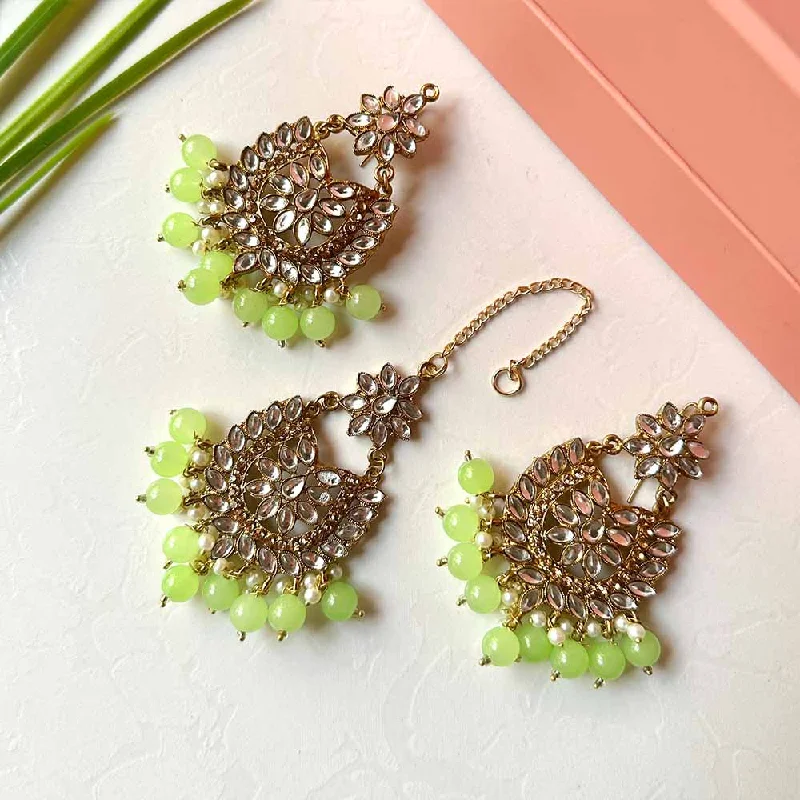 Sameera Earrings/Teeka Set (Lime Green)