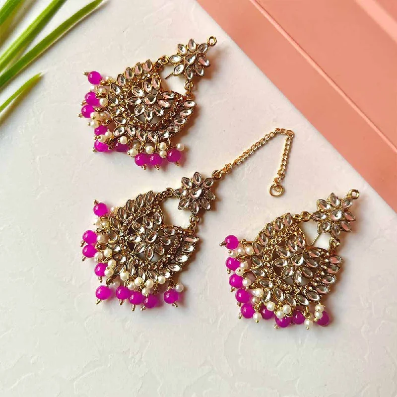 Sameera Earrings/Teeka Set (Magenta)