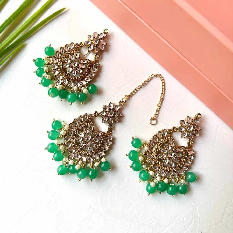 Sameera Earrings/Teeka Set (Parrot Green)