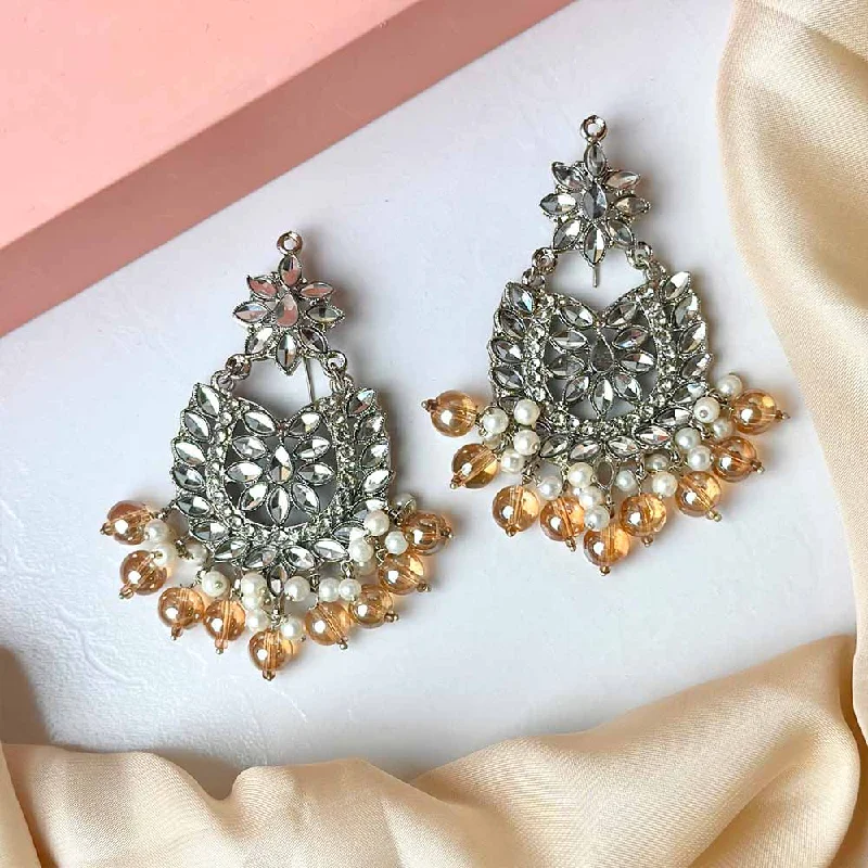 Sameera Earrings/Teeka Set (Silver Champagne)