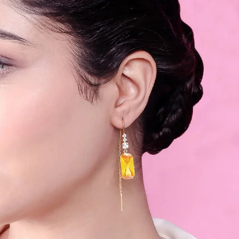 Silver 92.5 Citrine Sui Dhaga Earring