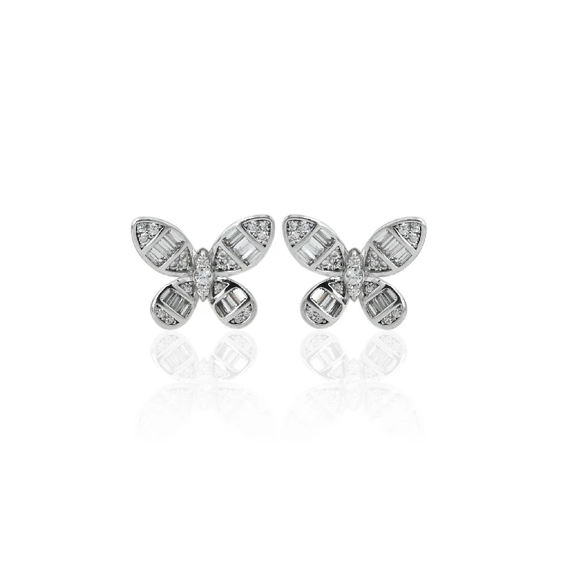 Silver "Gleaming Butterfly" Girls Earrings