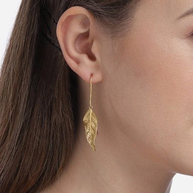 Silver Gold Plated Twisted Leaf Earring