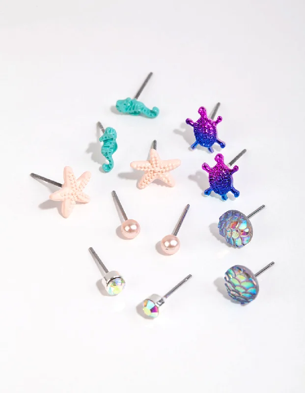 Kids Silver Under the Sea Stud Earring Pack