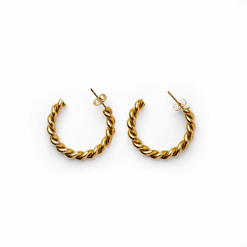 Sofia Twist Rope Hoop Earrings 18K Gold Plated - Gold