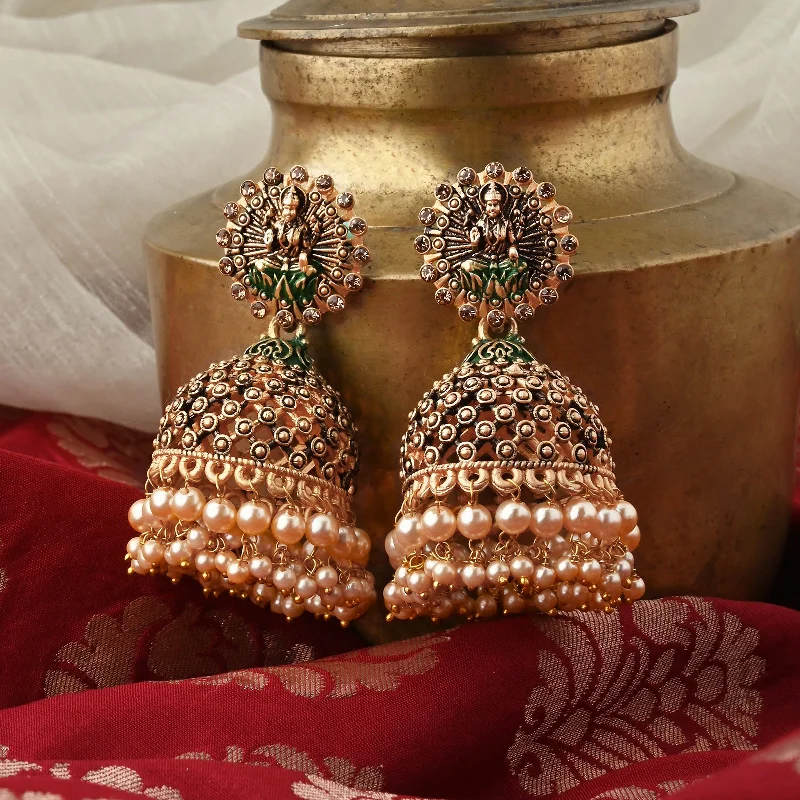 Teejh Chakriya Green Gold Enamel Earrings